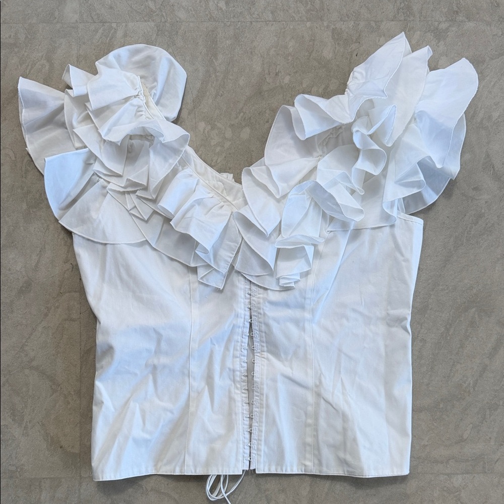 Anne Fontaine White Ruffled Blouse